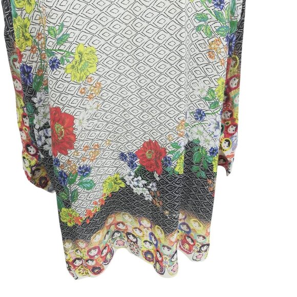 Johnny Was Babette Silk Russian Nesting Doll Print Tunic Blouse Size XL Floral - Picture 7 of 9